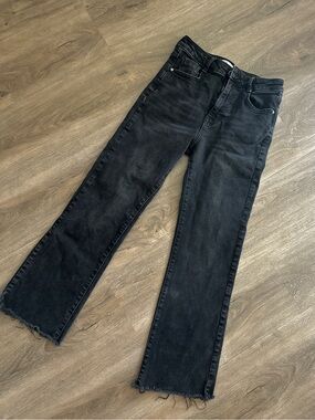 Zara Black Wash Jeans Size 26 High Rise Straight / Slim Denim
